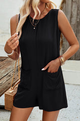 Solid Color Sleeveless Casual Rompers