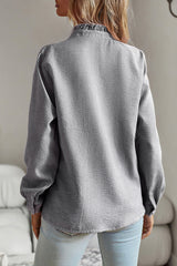 Stringy Selvedge Stripe Button Long Sleeve Casual Tops