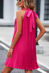 Deep Pink Halter Neck Mini Dress