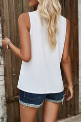Chiclovin V Neck Solid Color Sleeveless Casual Top